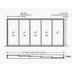5 Panels Stacking Sliding Door